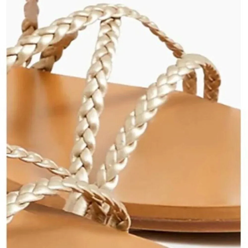 J CREW Braided Metallic‎ Gold Lace-up Sandals